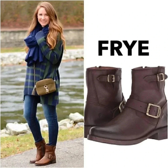 Frye Vicky Belt Buckle Leather Combat Ankle Boot - Picture 5 of 13